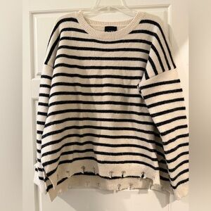 Lumiere Black and Cream Striped Sweater